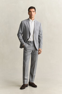 Pinstriped Suit Jacket — GREY MELANGE 9
