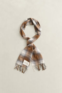 Checked Wool Scarf — CARAMEL BROWN 2