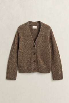 Wool Blend Nepps Cardigan — CARAMEL BROWN 1