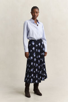 Floral Print Pleated Skirt — EVENING BLUE 5