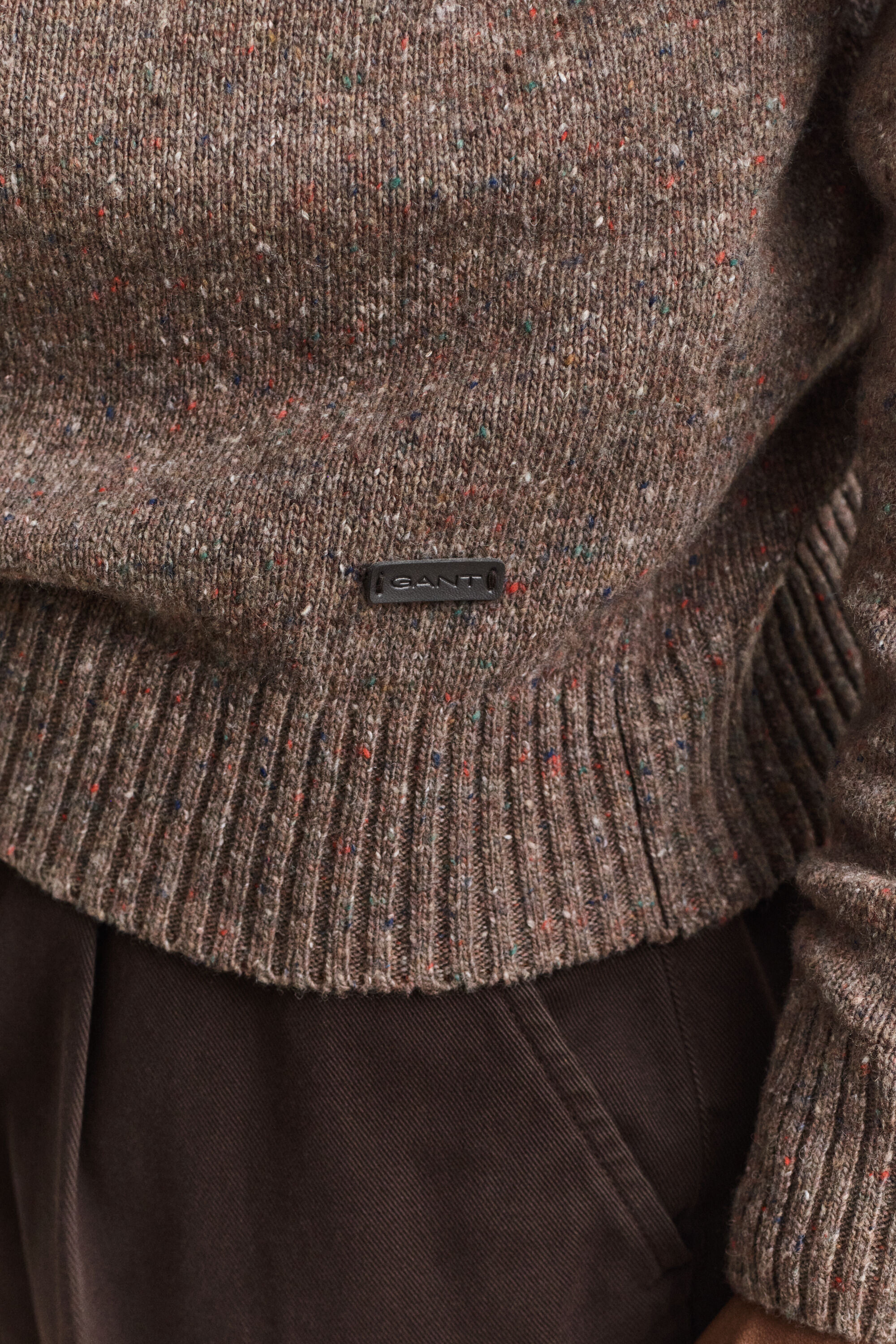 Wool Blend Nepps Polo Sweater