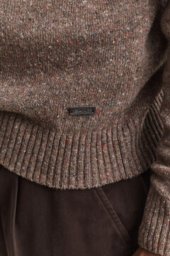 Wool Blend Nepps Polo Sweater — FADED TAUPE 3