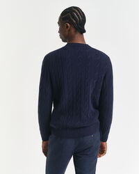 Lambswool Cable Knit Crew Neck Sweater