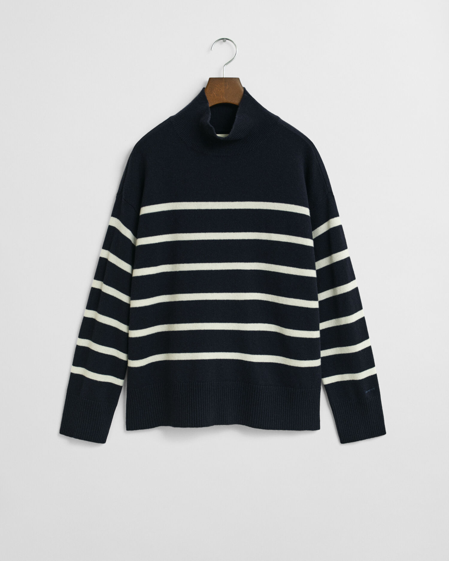 Striped Superfine Lambswool Turtleneck Sweater
