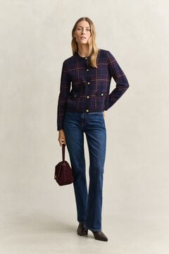 Knitted Check Cardigan — EVENING BLUE 7