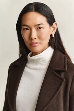 Belted Wool Blend Coat — DEEP BROWN 5