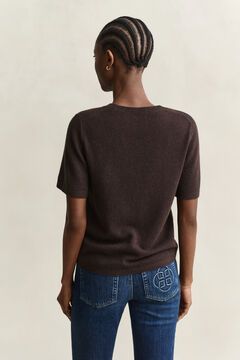 Cashmere Short Sleeve Sweater — DEEP BROWN 2