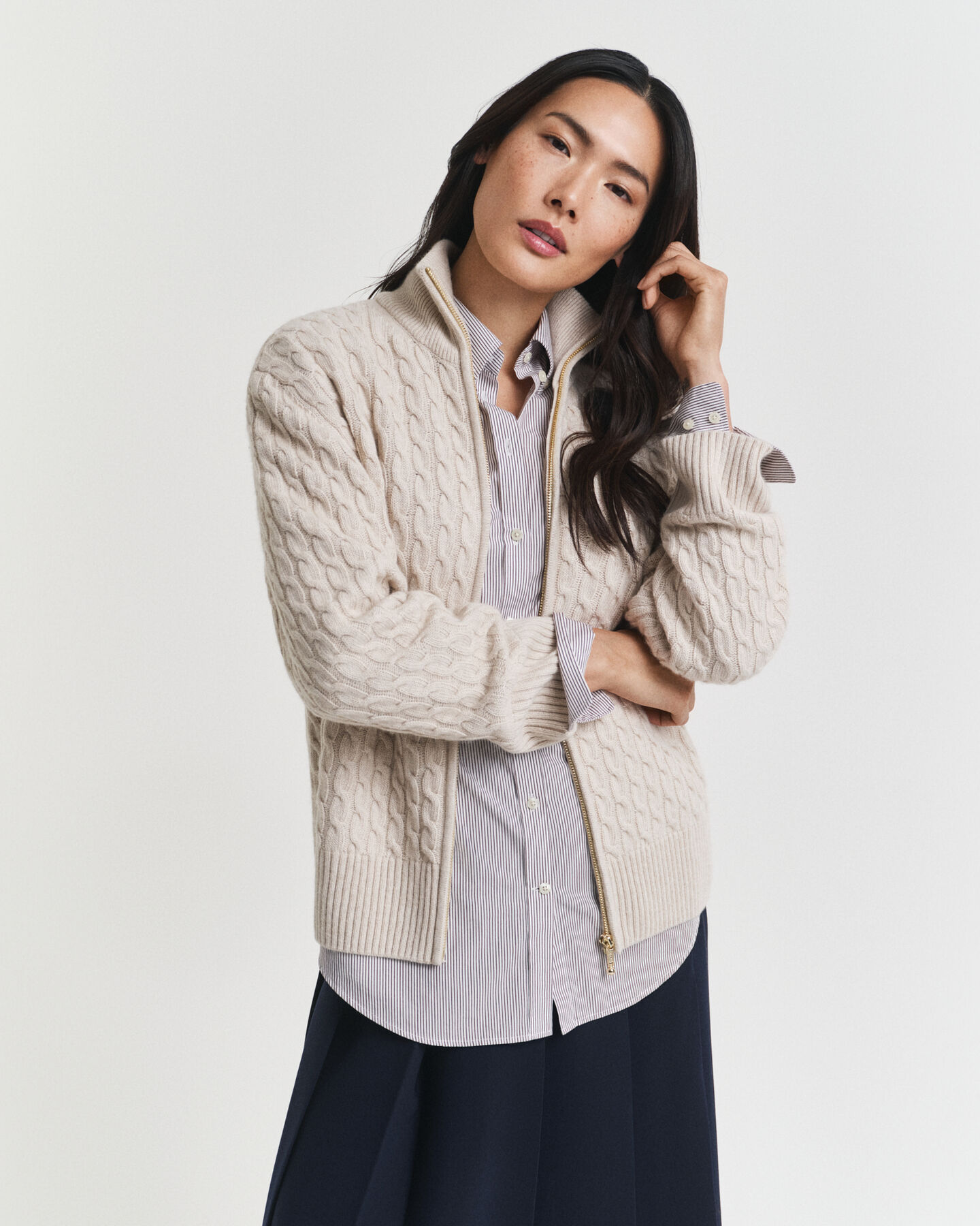 Cable Knit Zip Cardigan