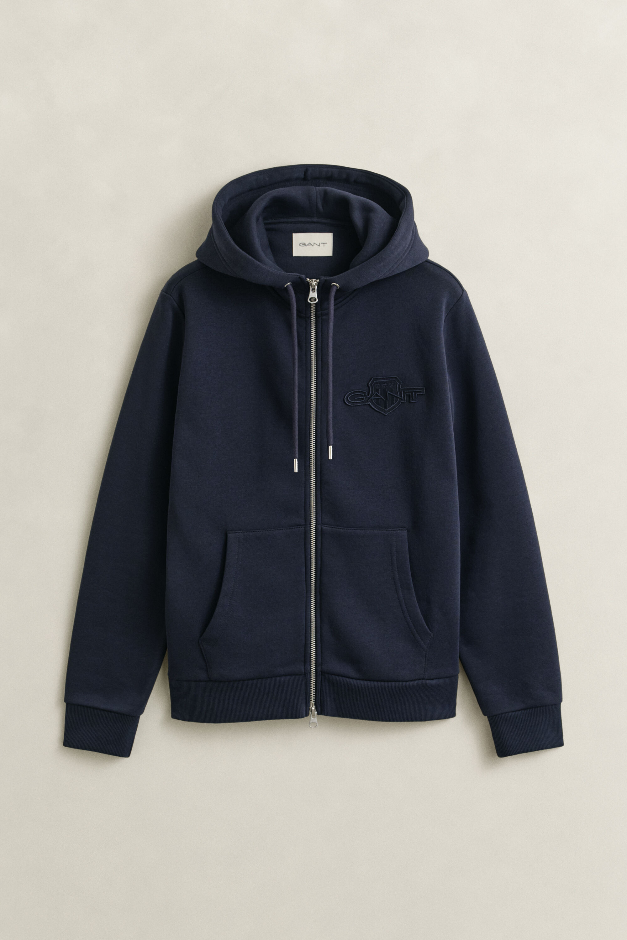 Tonal Shield Zip Hoodie — EVENING BLUE