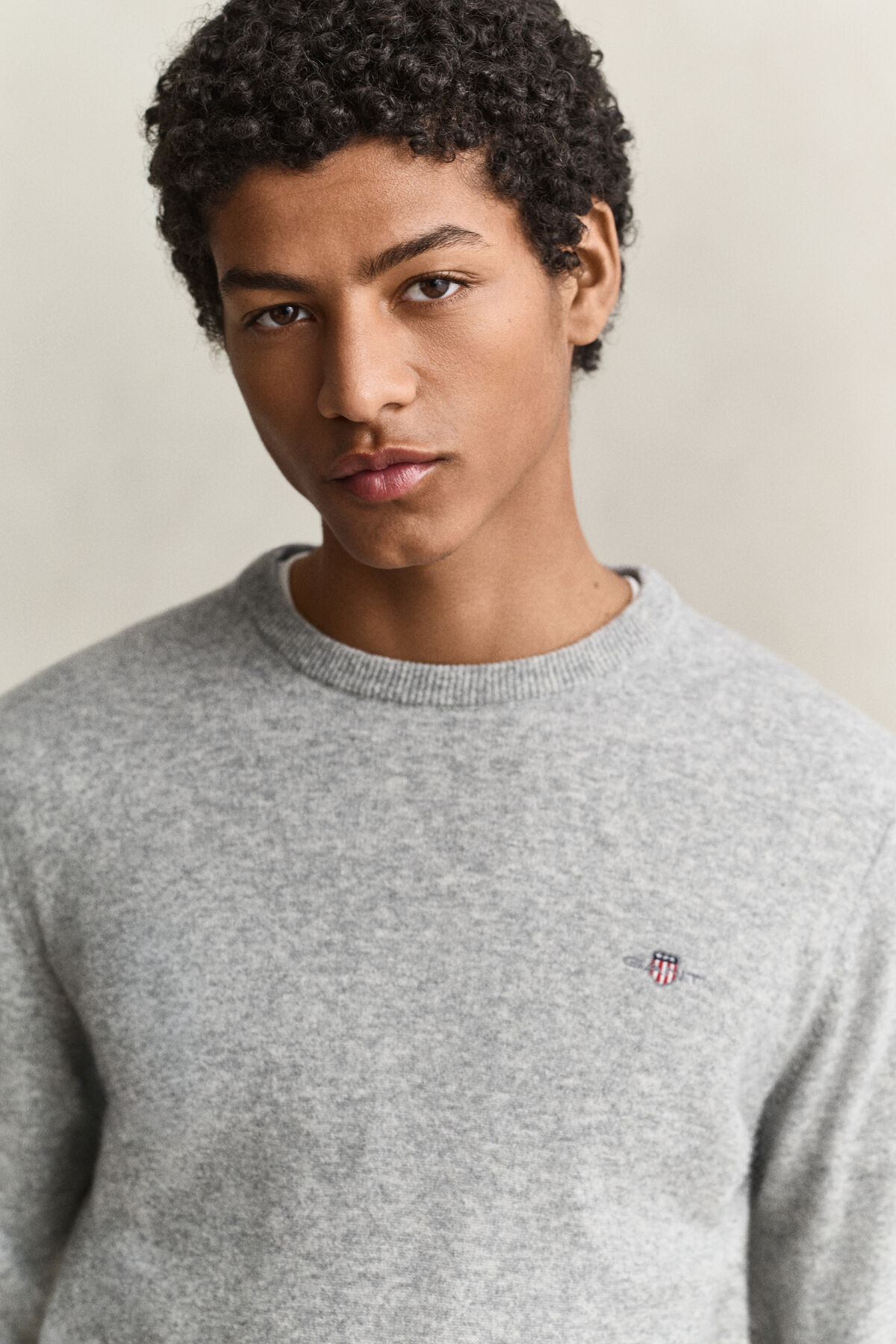 Lambswool Crew Neck Sweater — GREY MELANGE