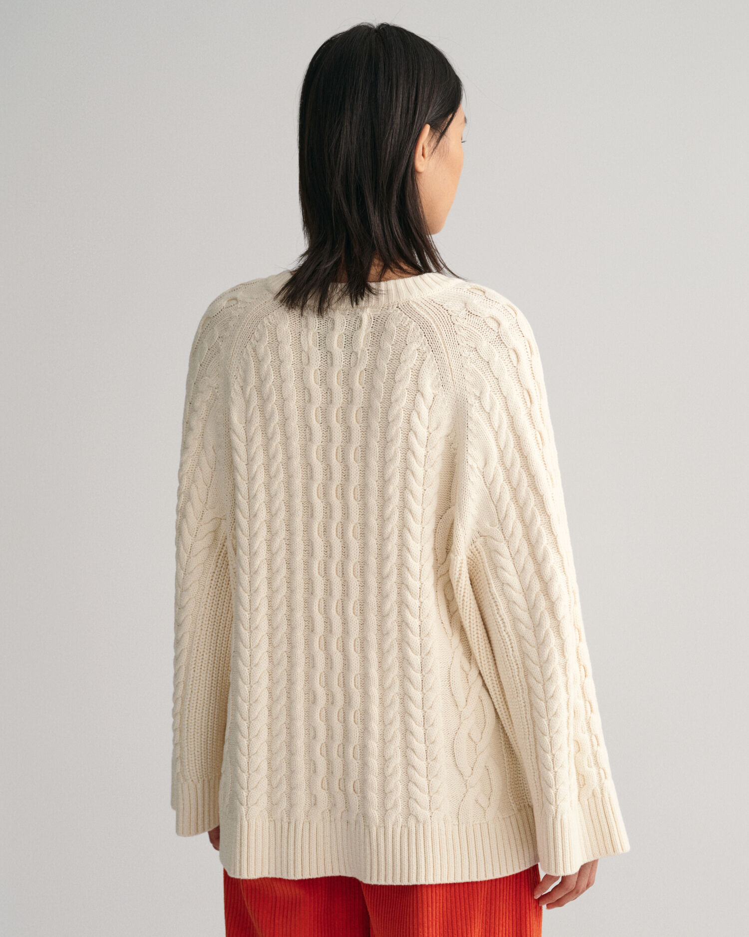 Oversized Cable Knit Crew Neck Sweater