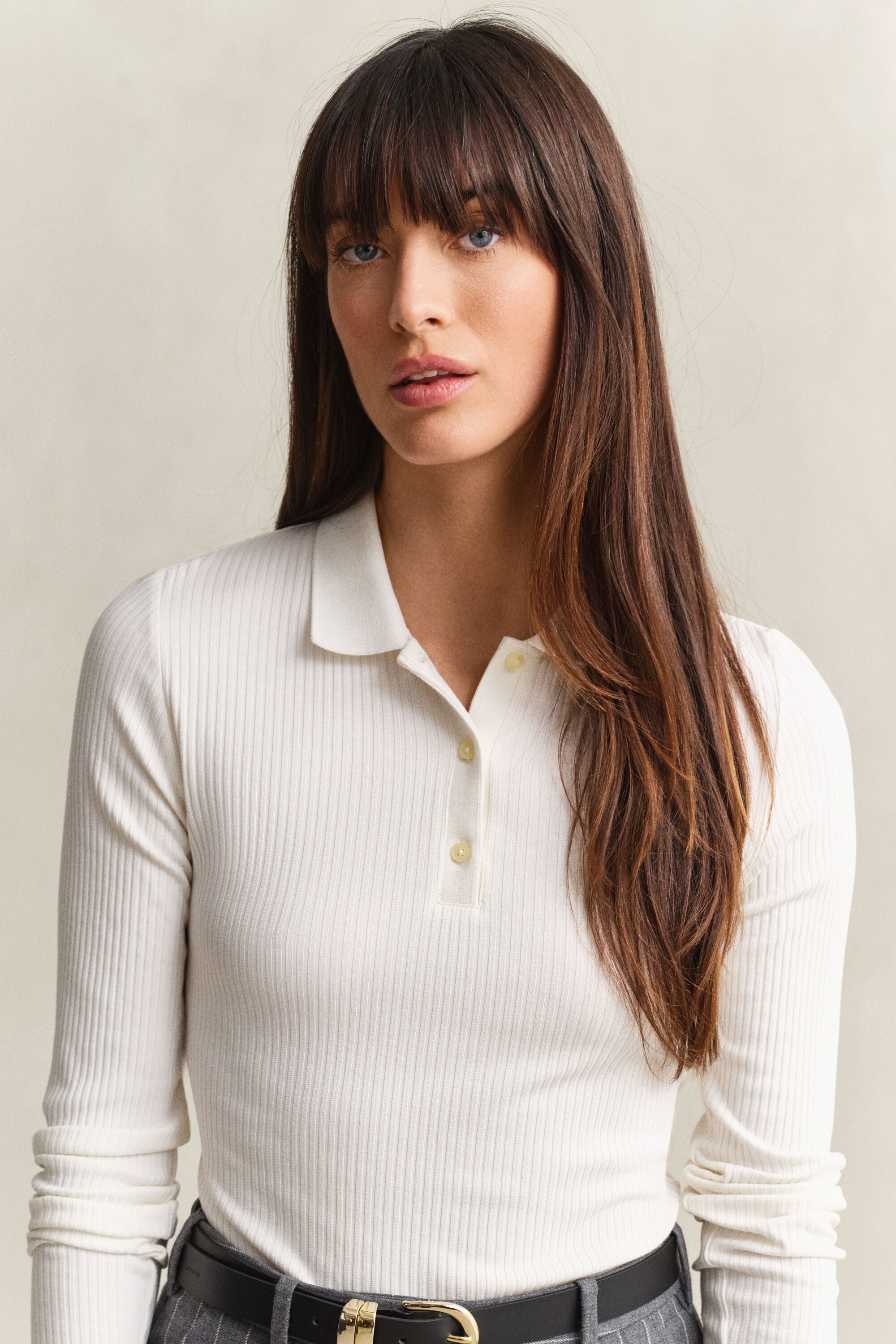 Slim Ribbed Polo Top