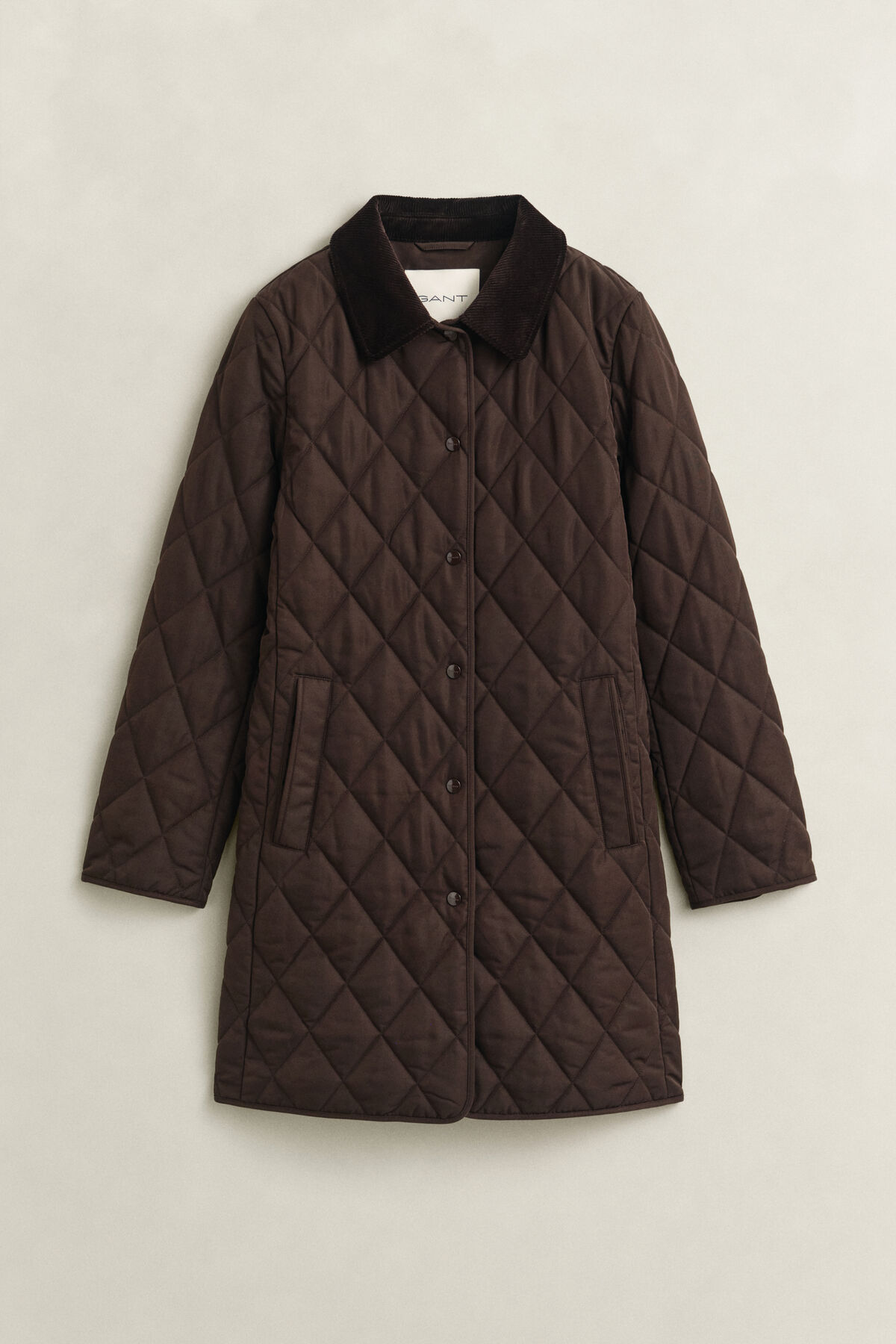 Fitted Quilted Coat — DEEP BROWN