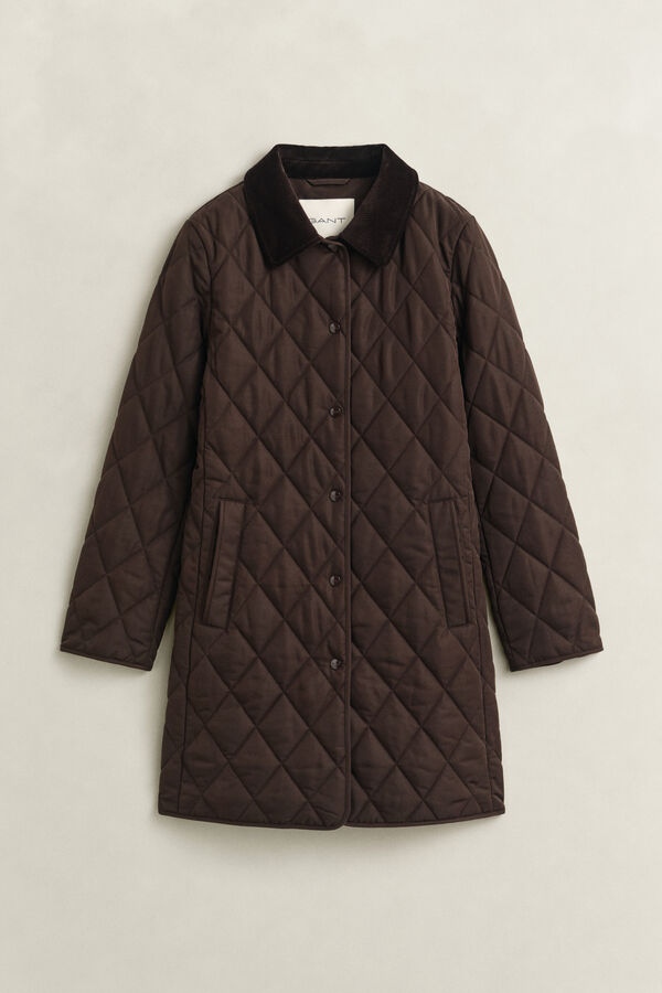Fitted Quilted Coat — DEEP BROWN