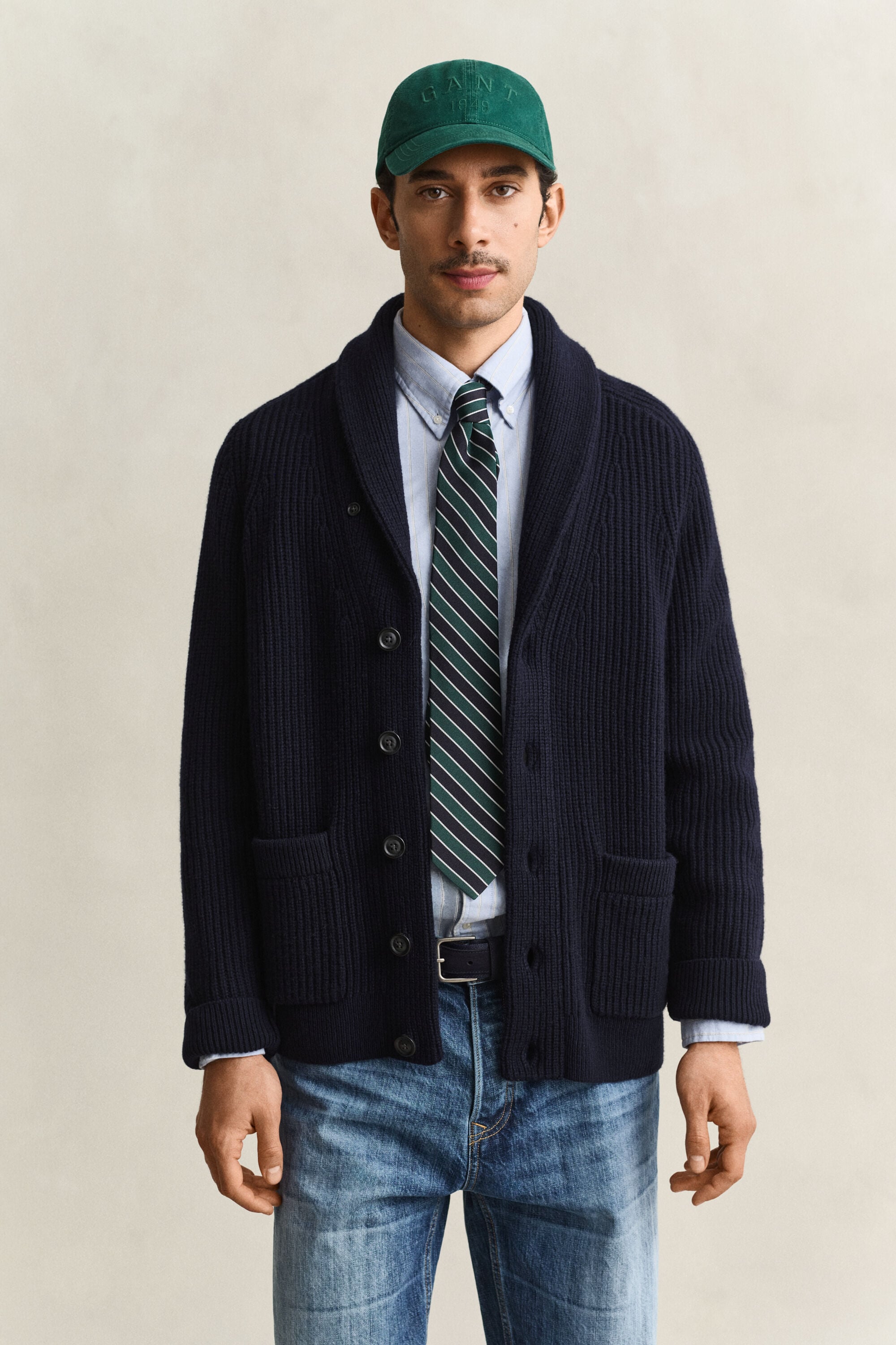 Ribbed Wool Blend Cardigan