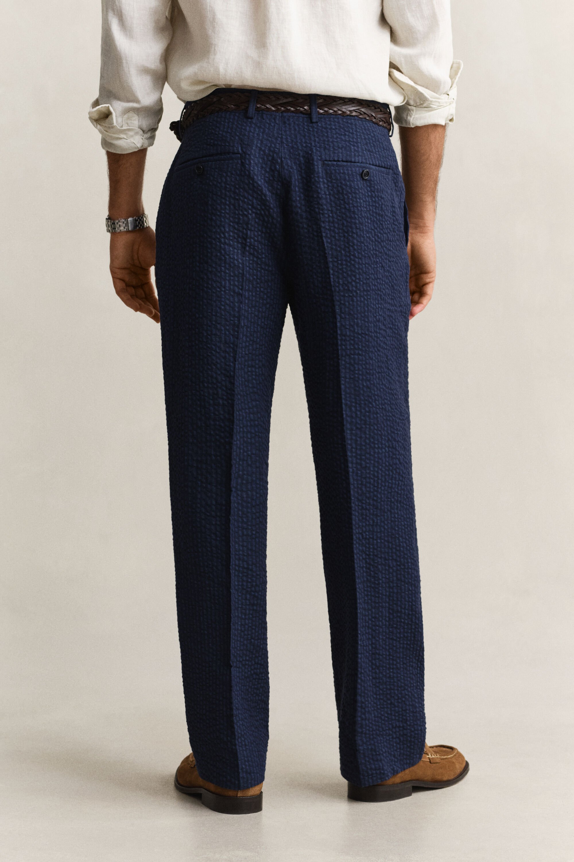 Indigo Seersucker Suit Pants