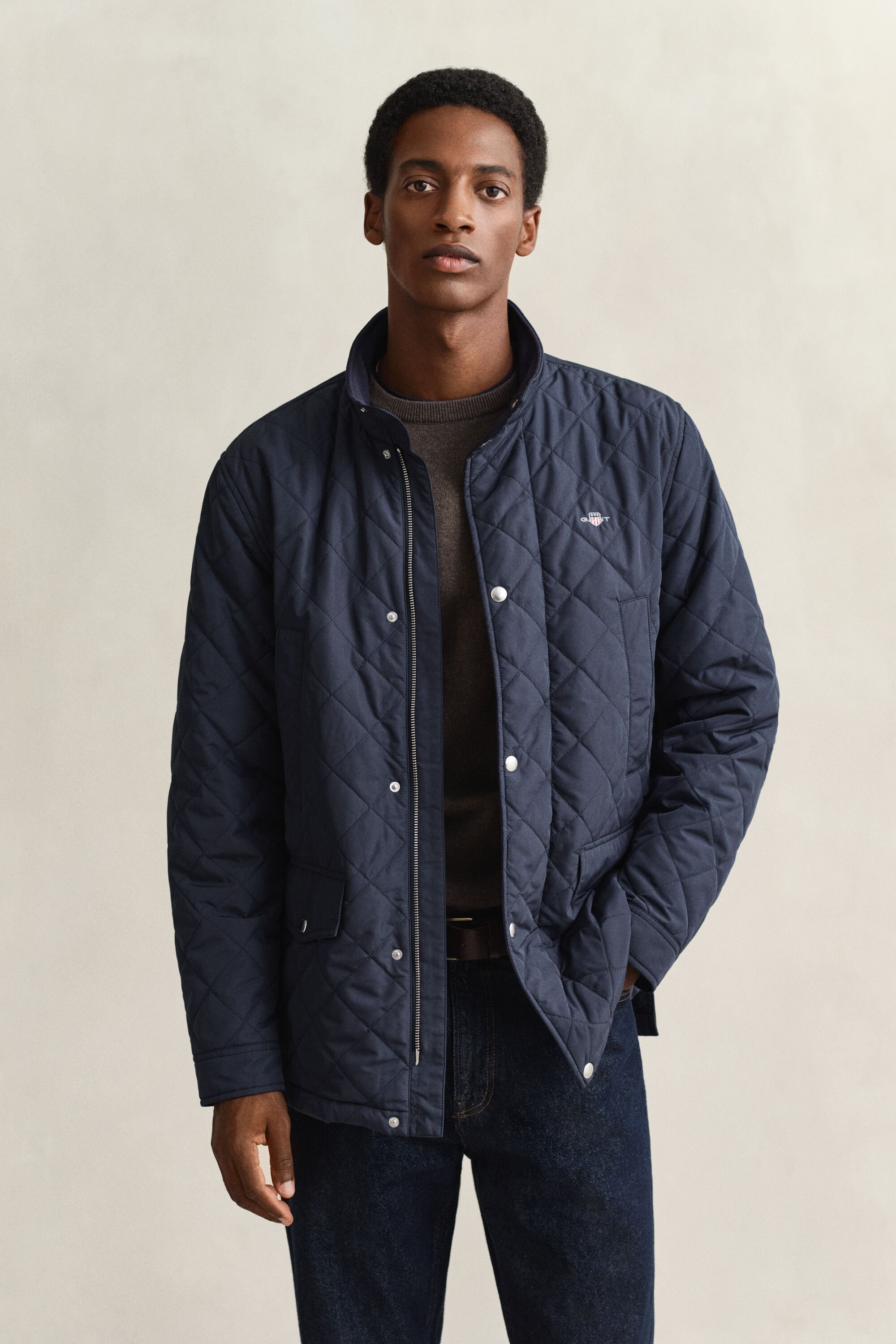 Quilted Windcheater Mid-Length Jacket