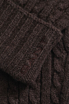 Wool Cable Knit Gloves — DEEP BROWN 1