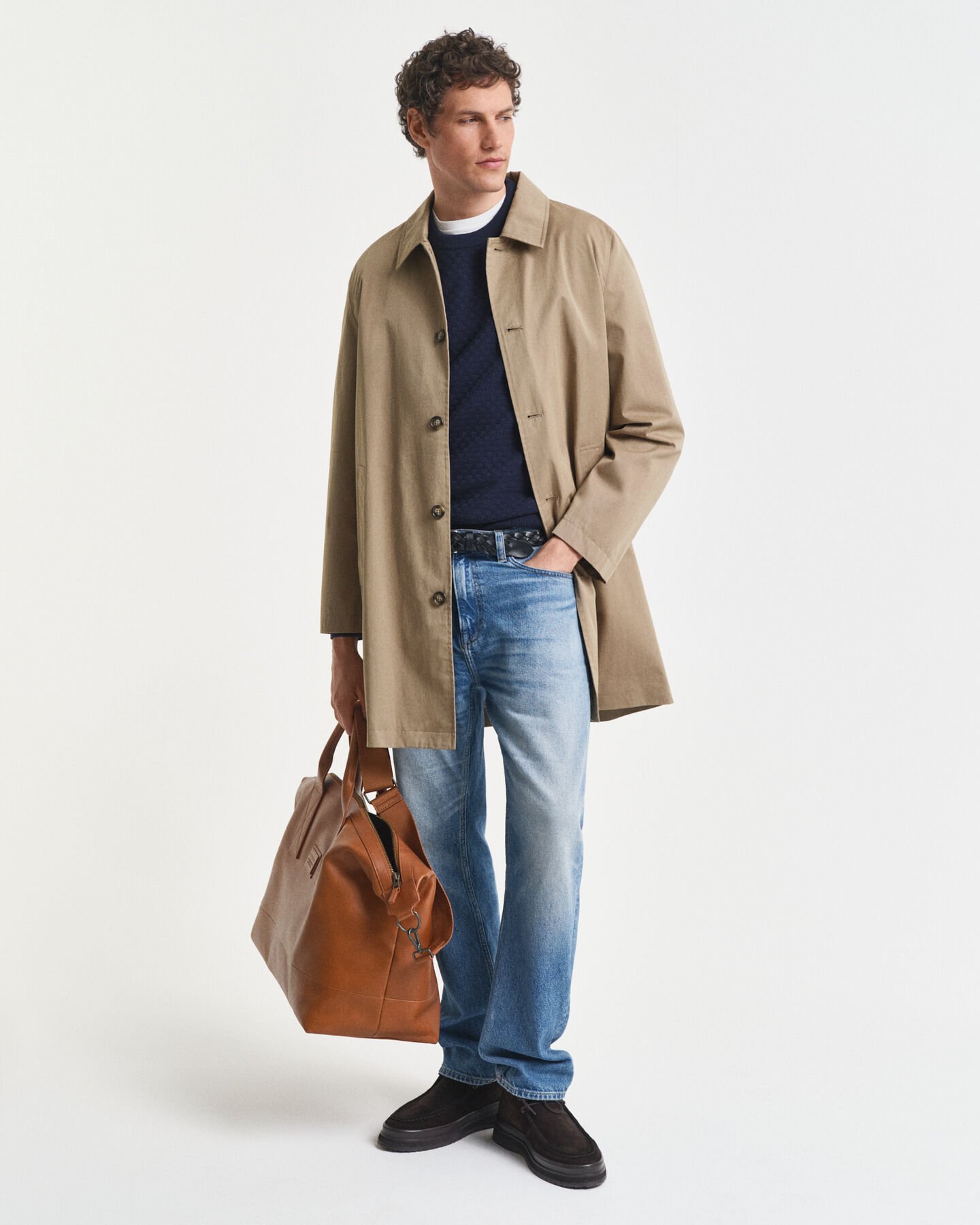 Micro Textured Crew Neck Sweater