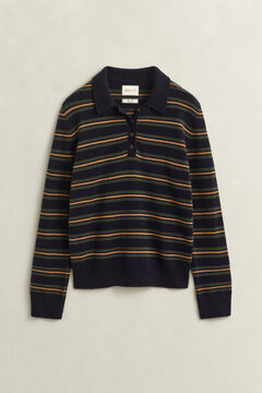 Striped Superfine Lambswool Rugger — EVENING BLUE 1