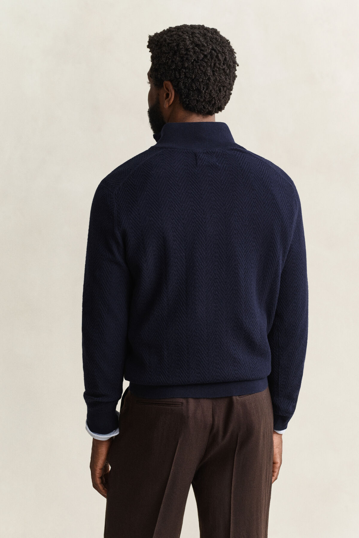 Herringbone Half-Zip Sweater — EVENING BLUE
