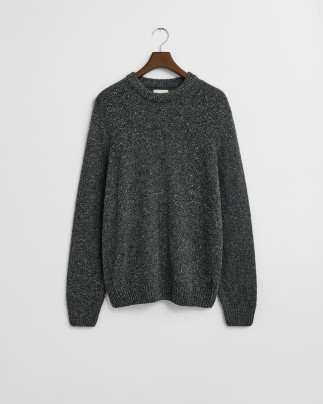 Wool Blend Nepps Crew Neck Sweater