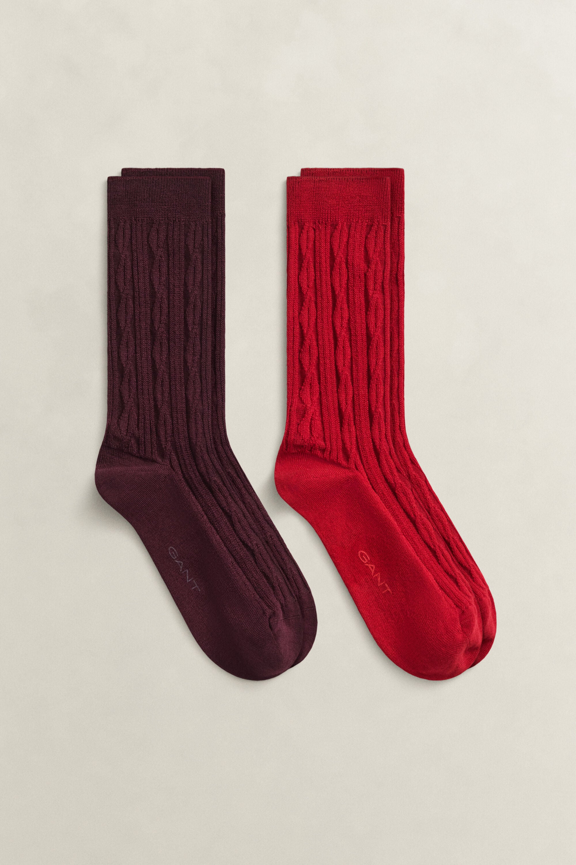 2-Pack Cable Knit Socks Gift Box — DARKENED WINE