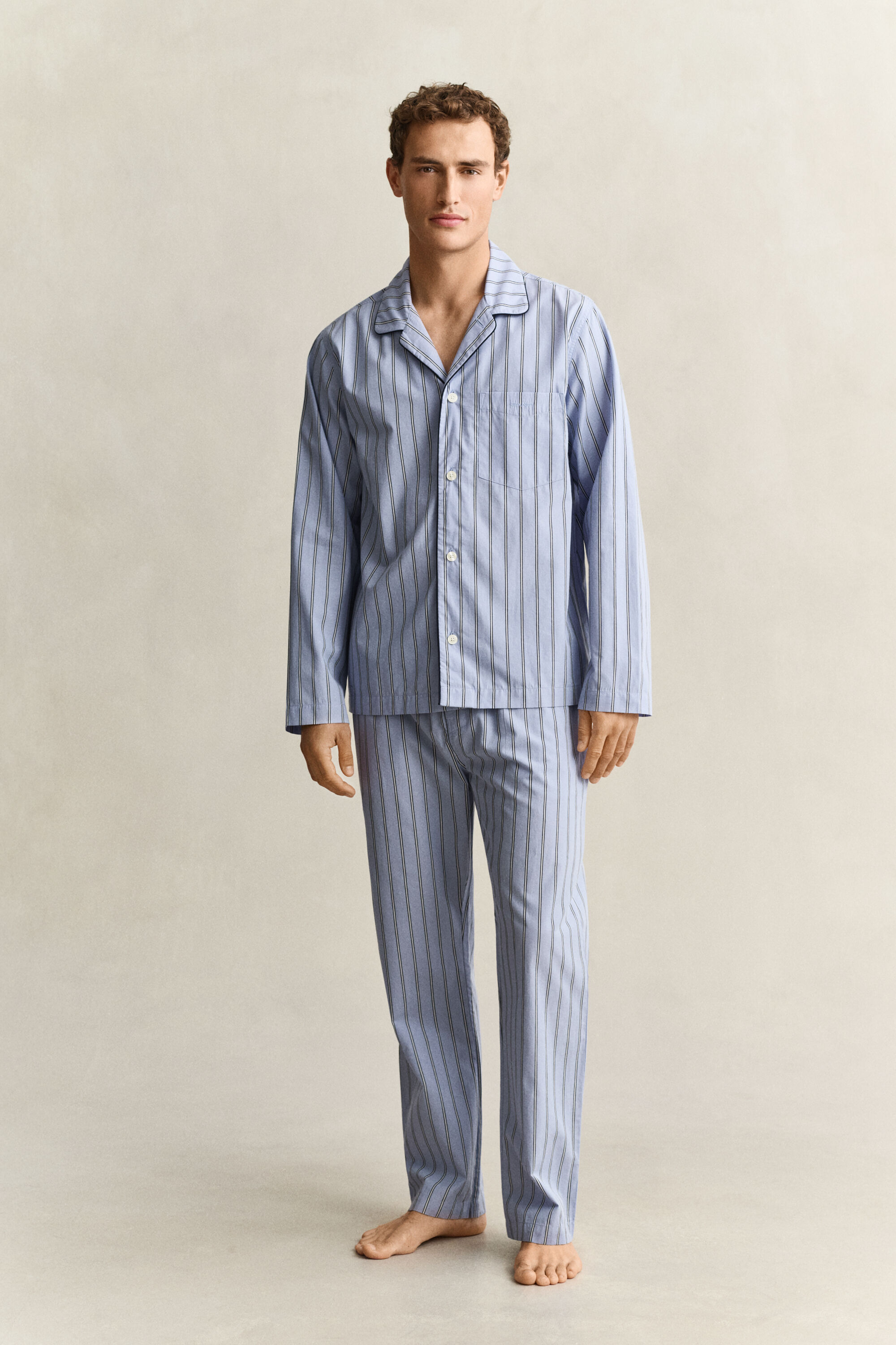Striped Poplin Pajama Set — LAVENDER BLUE