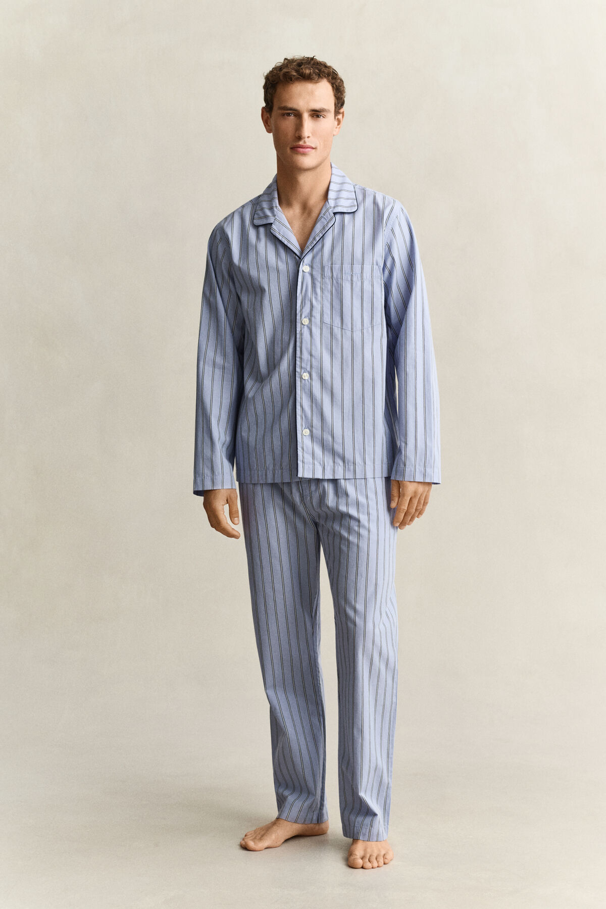 Striped Poplin Pajama Set — LAVENDER BLUE