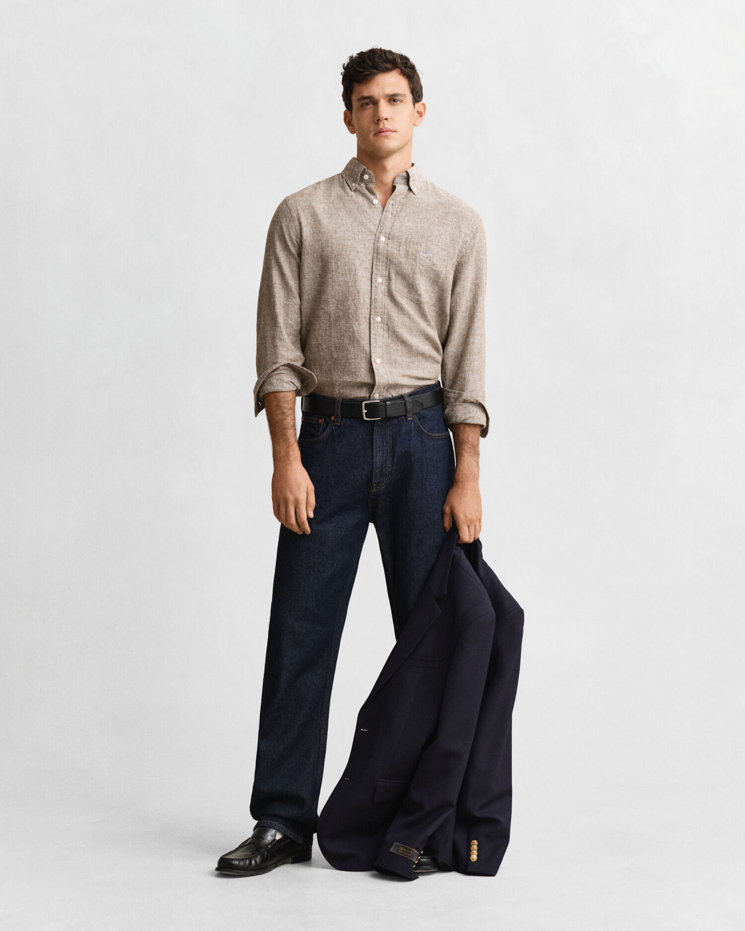Linen Blend Shirt — MAHOGANY BROWN