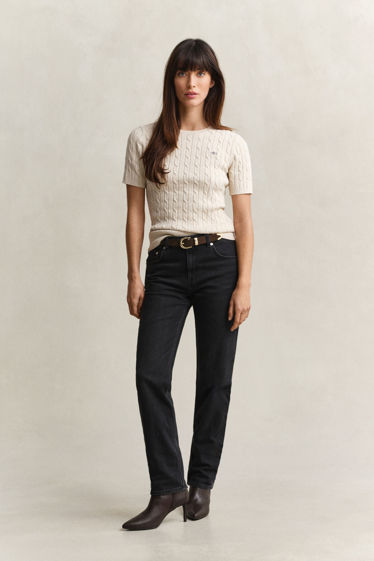 Straight Leg Stretch Jeans — BLACK WORN IN
