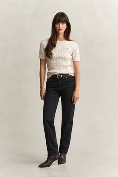 Straight Leg Stretch Jeans — BLACK WORN IN 7