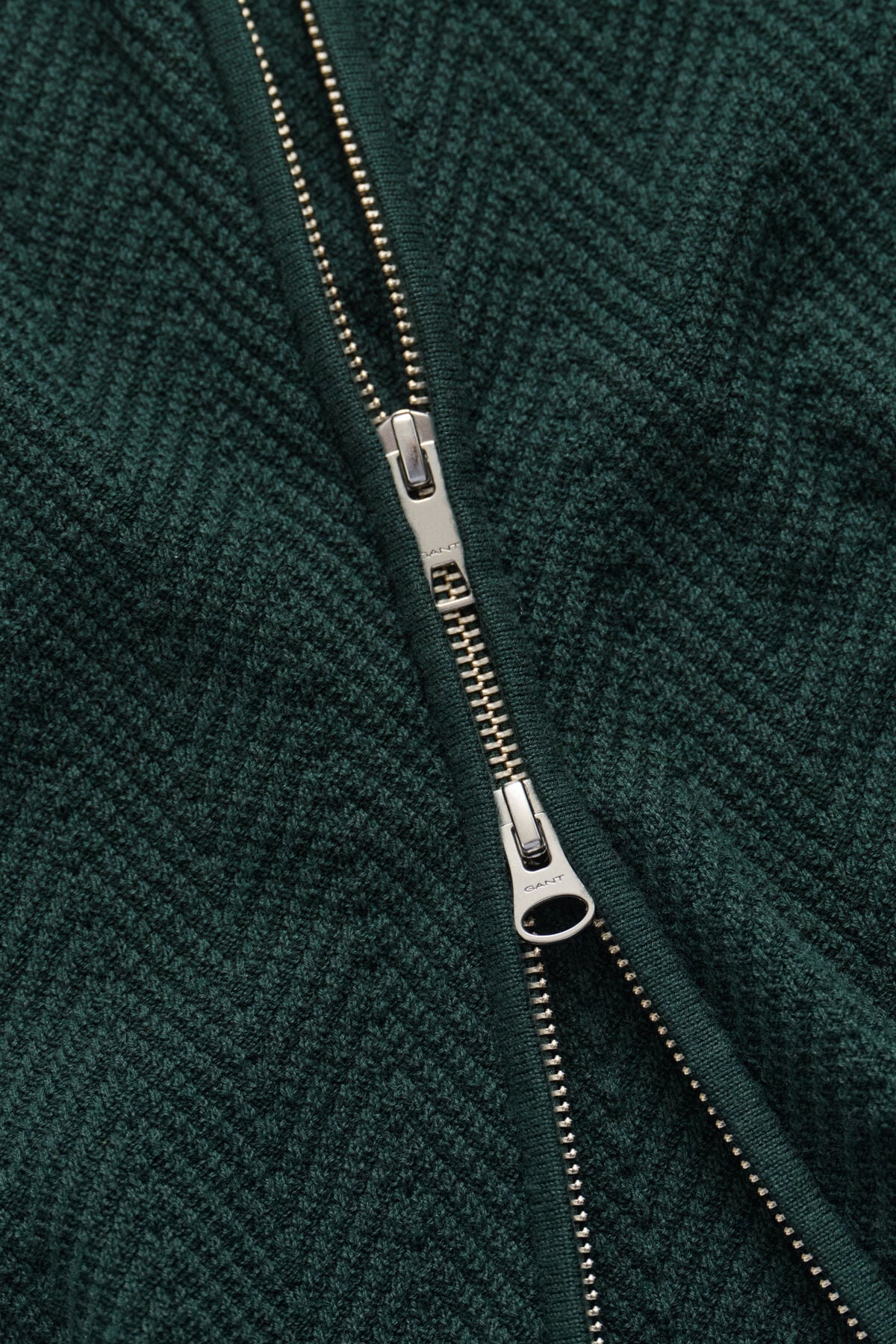 Herringbone Zip Cardigan — TARTAN GREEN