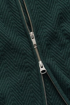 Herringbone Zip Cardigan — TARTAN GREEN 1