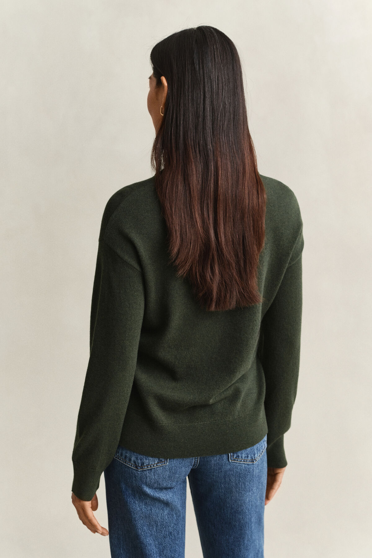 Superfine Lambswool Crew Neck Sweater — MOSSY GREEN