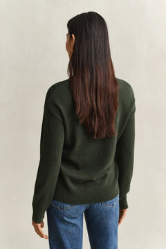 Superfine Lambswool Crew Neck Sweater — MOSSY GREEN 2