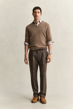 Wool Herringbone Suit Pants — BLACK BROWN 6