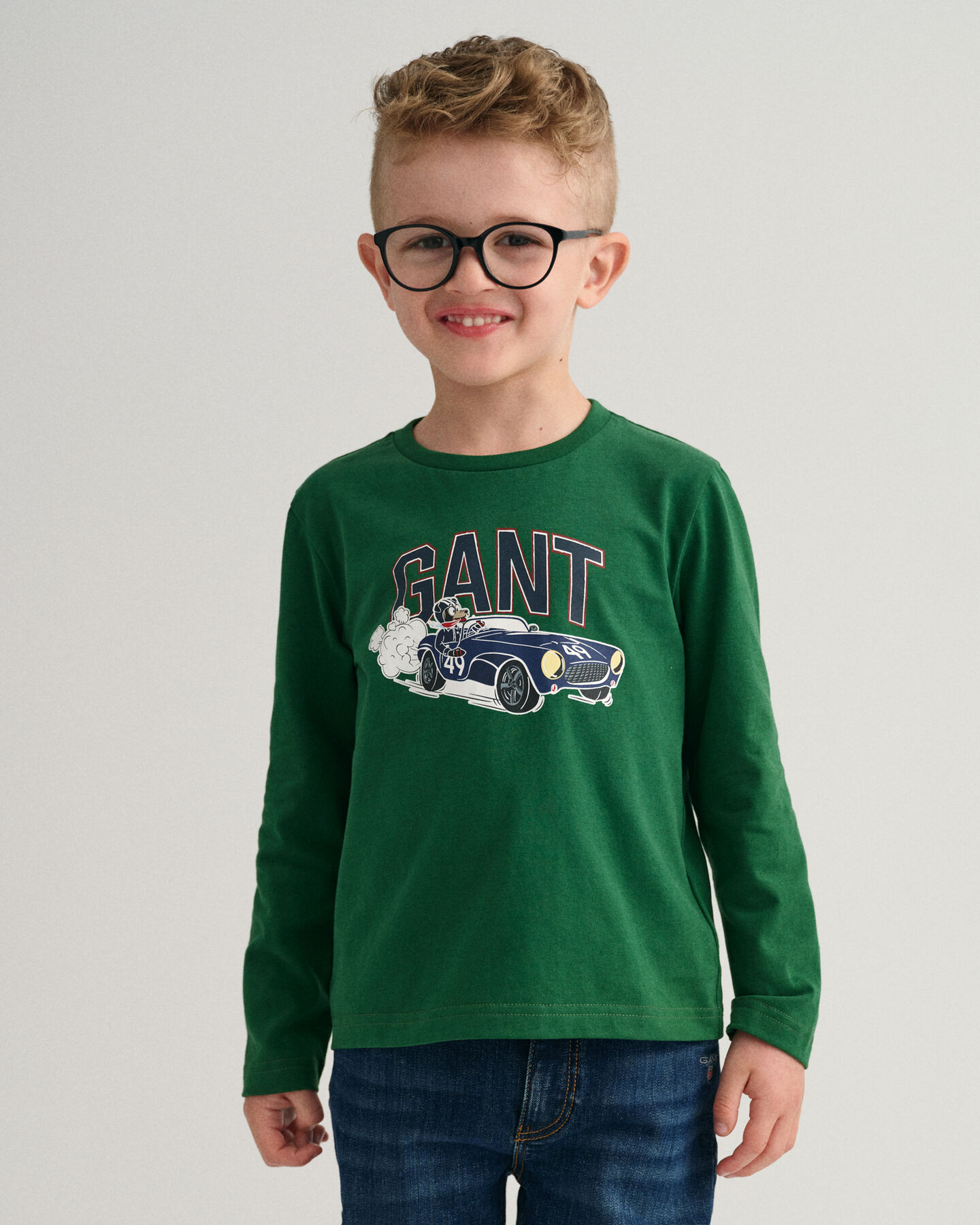 Boys Driving Dog Long Sleeve T-Shirt