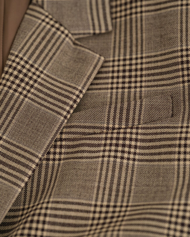 Regular Fit Checked Wool Blend Blazer