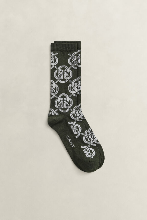 Monogram Socks — MOSSY GREEN