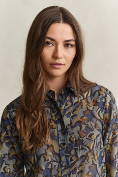 Printed Cotton Silk Shirt — EVENING BLUE 4