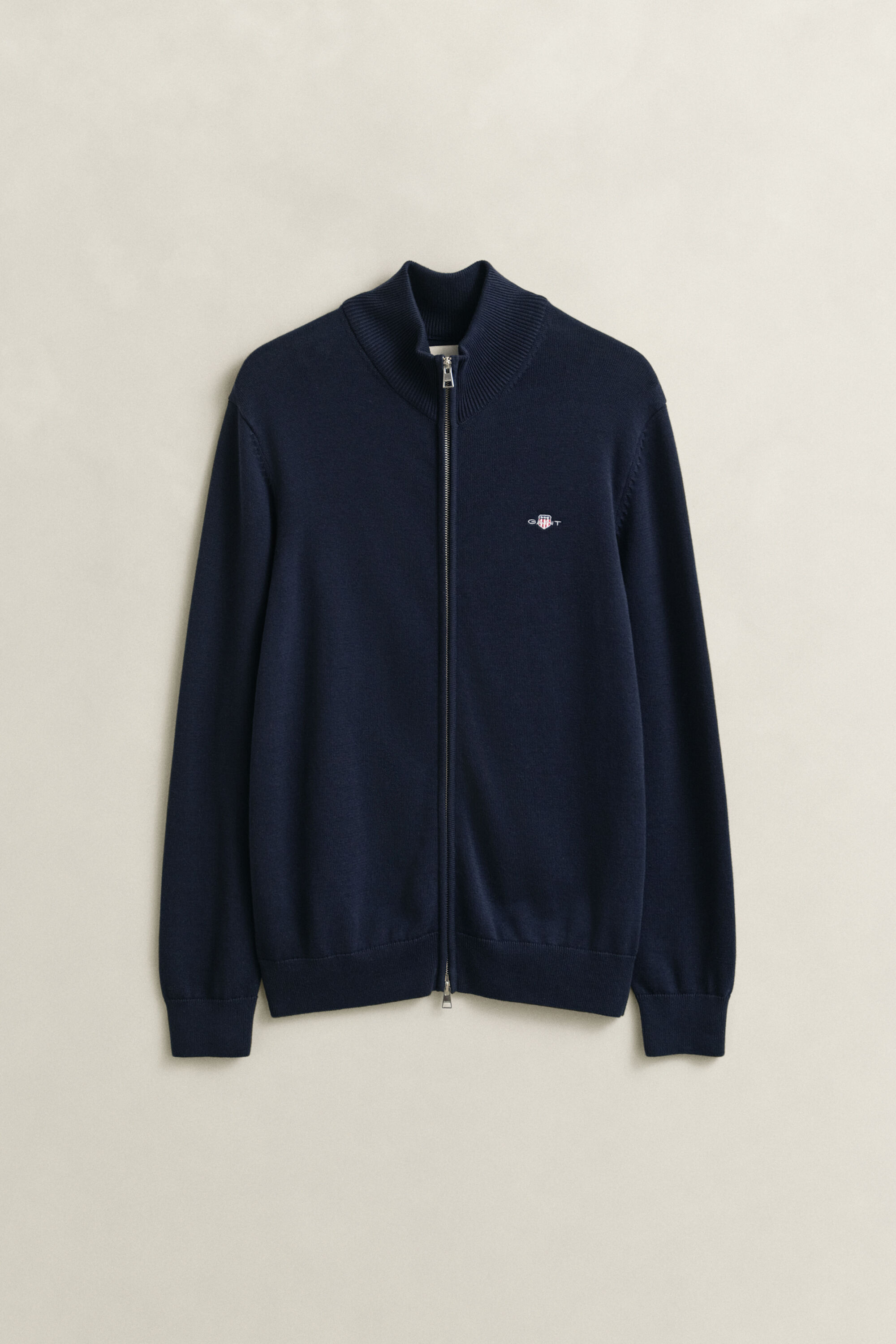 Casual Cotton Zip Cardigan — EVENING BLUE