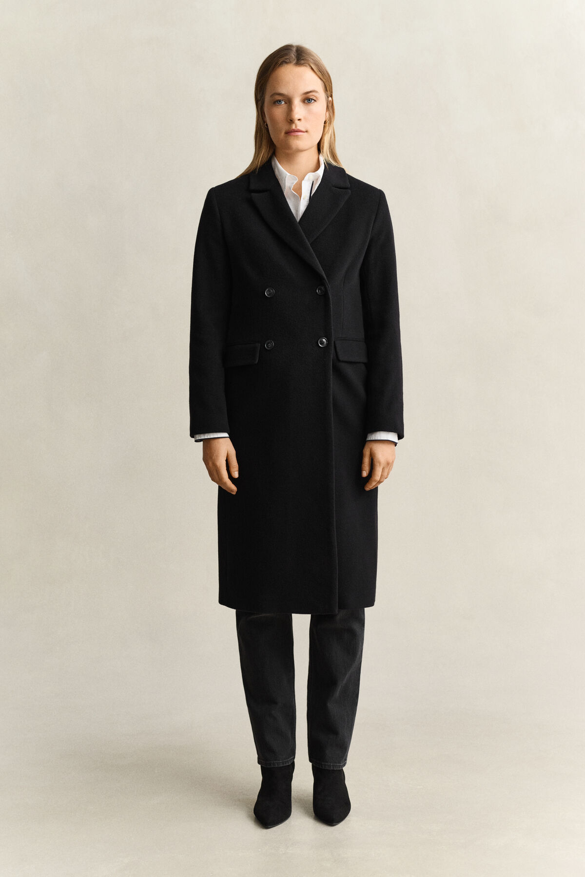 Wool Cashmere Blend Coat — BLACK