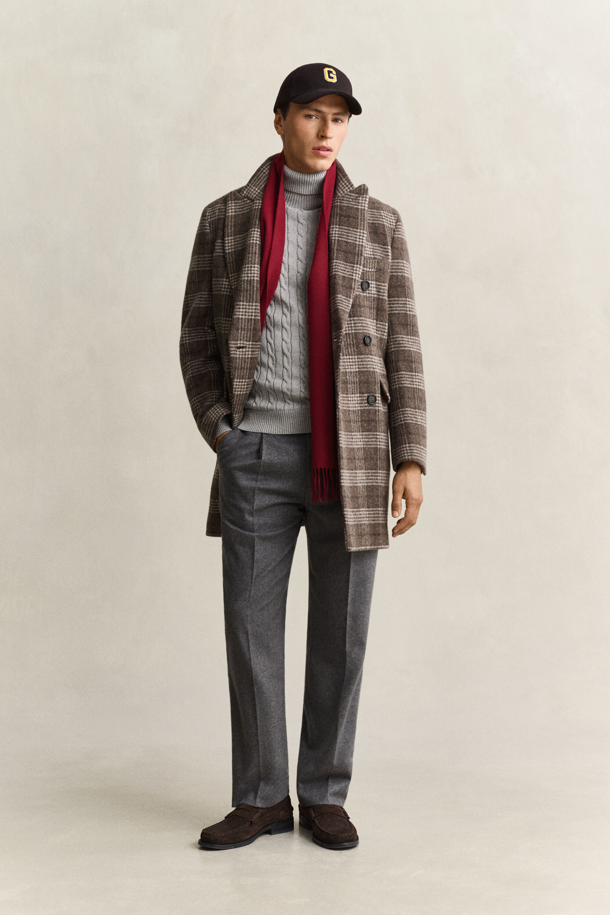 Cotton Cable Knit Turtleneck Sweater — GREY MELANGE