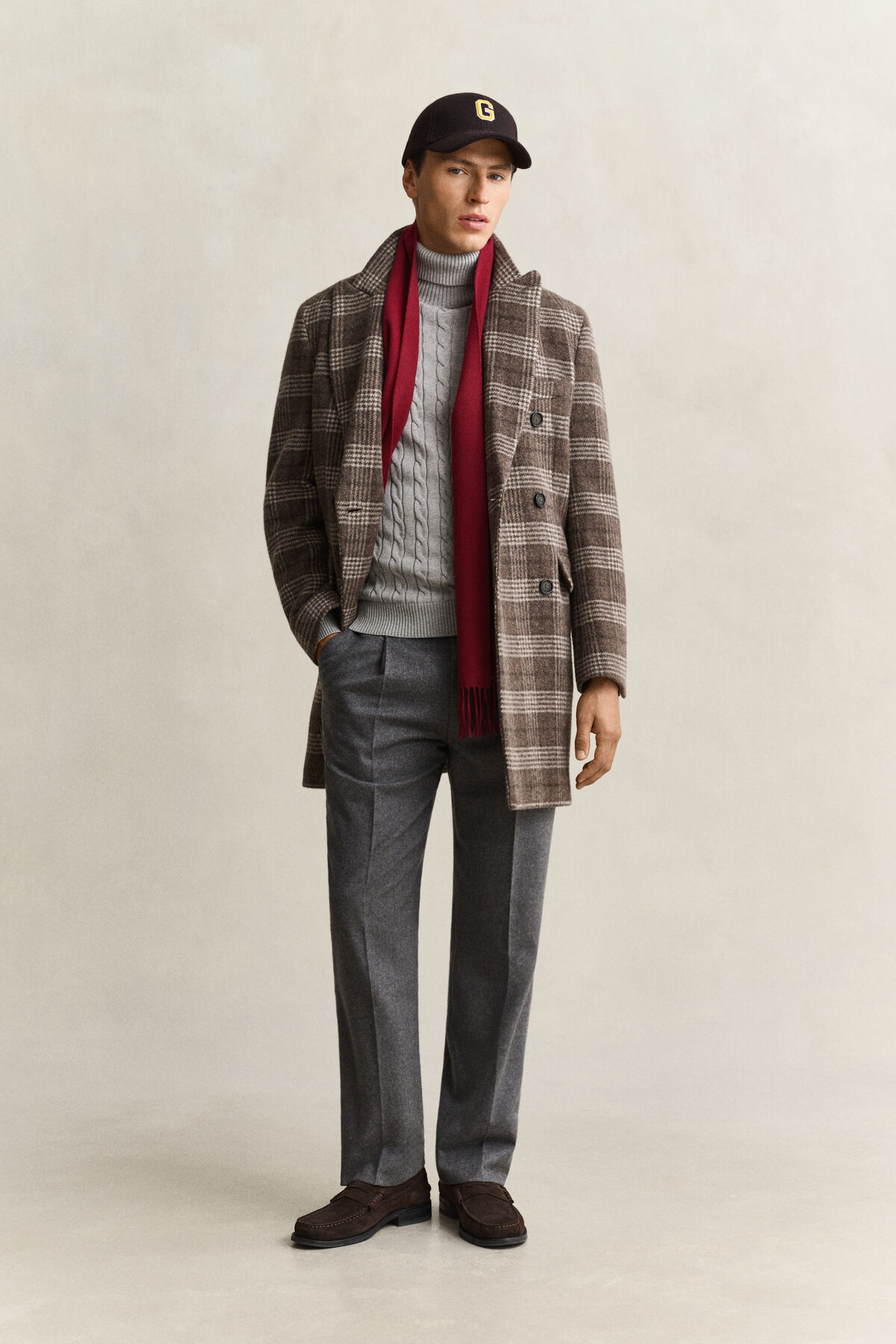 Cotton Cable Knit Turtleneck Sweater — GREY MELANGE