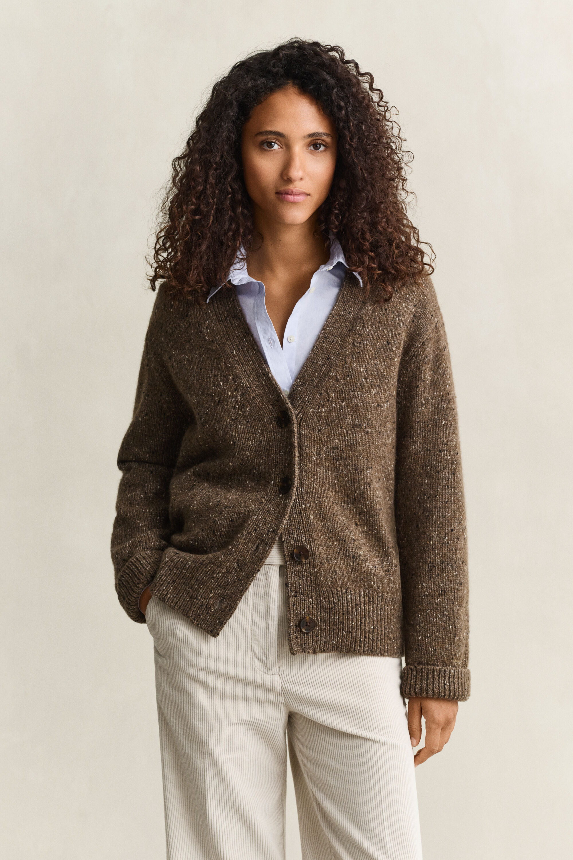 Wool Blend Nepps Cardigan