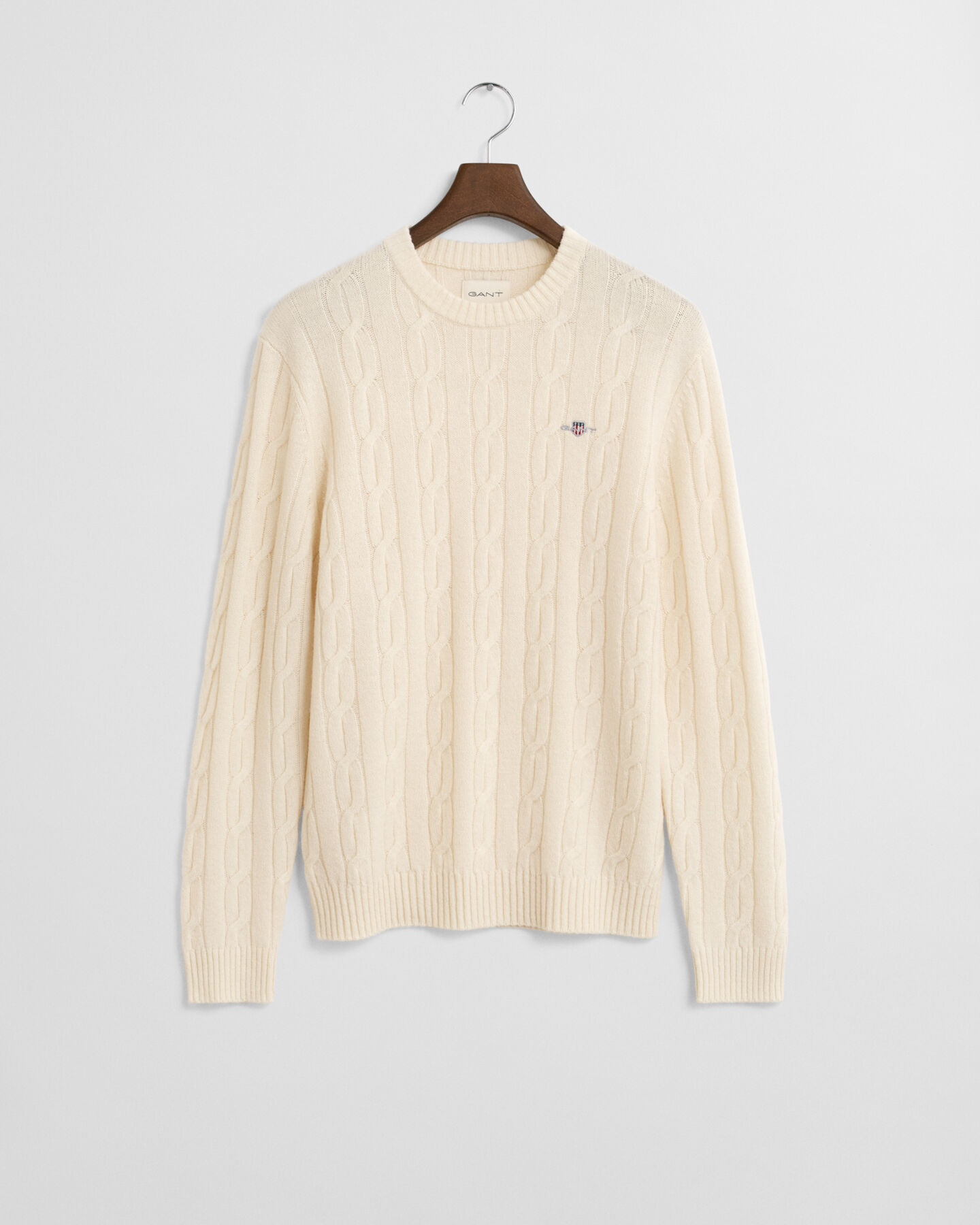 Lambswool Cable Knit Crew Neck Sweater