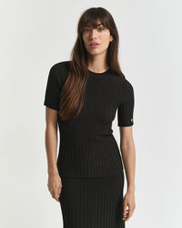 Contrast Ribbed Short Sleeve Sweater