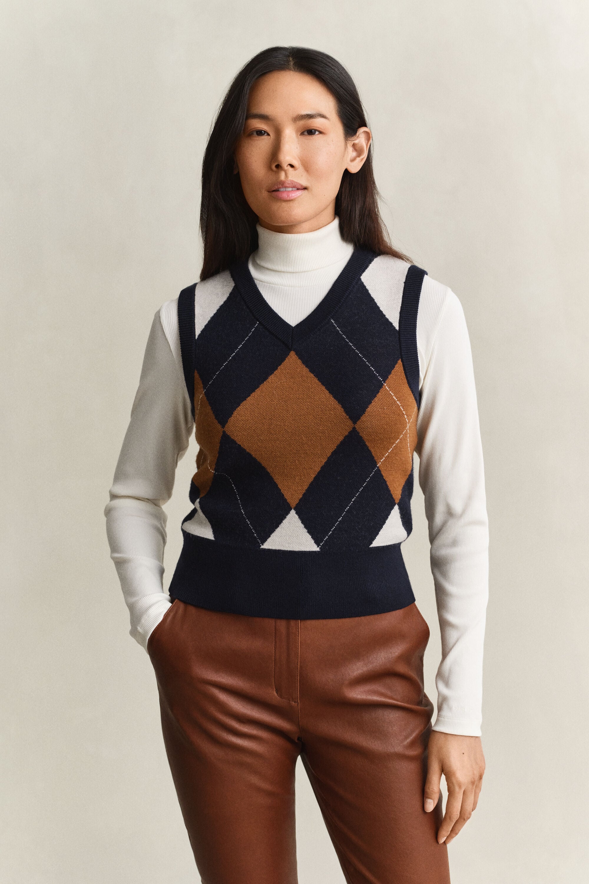 Knitted Wool Argyle Vest