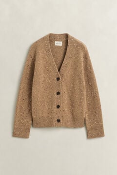 Wool Blend Nepps Cardigan — WARM KHAKI 4